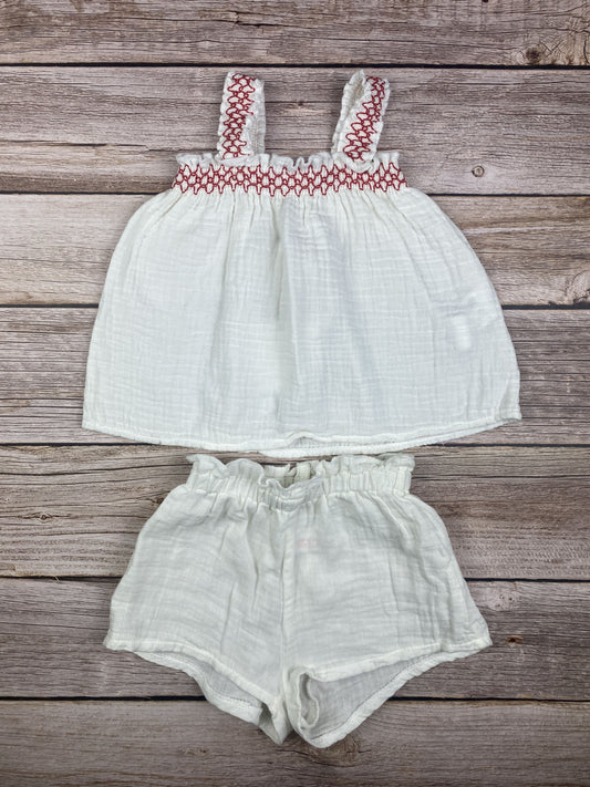 Set t-shirt senza manica e pantaloncino in mussola
