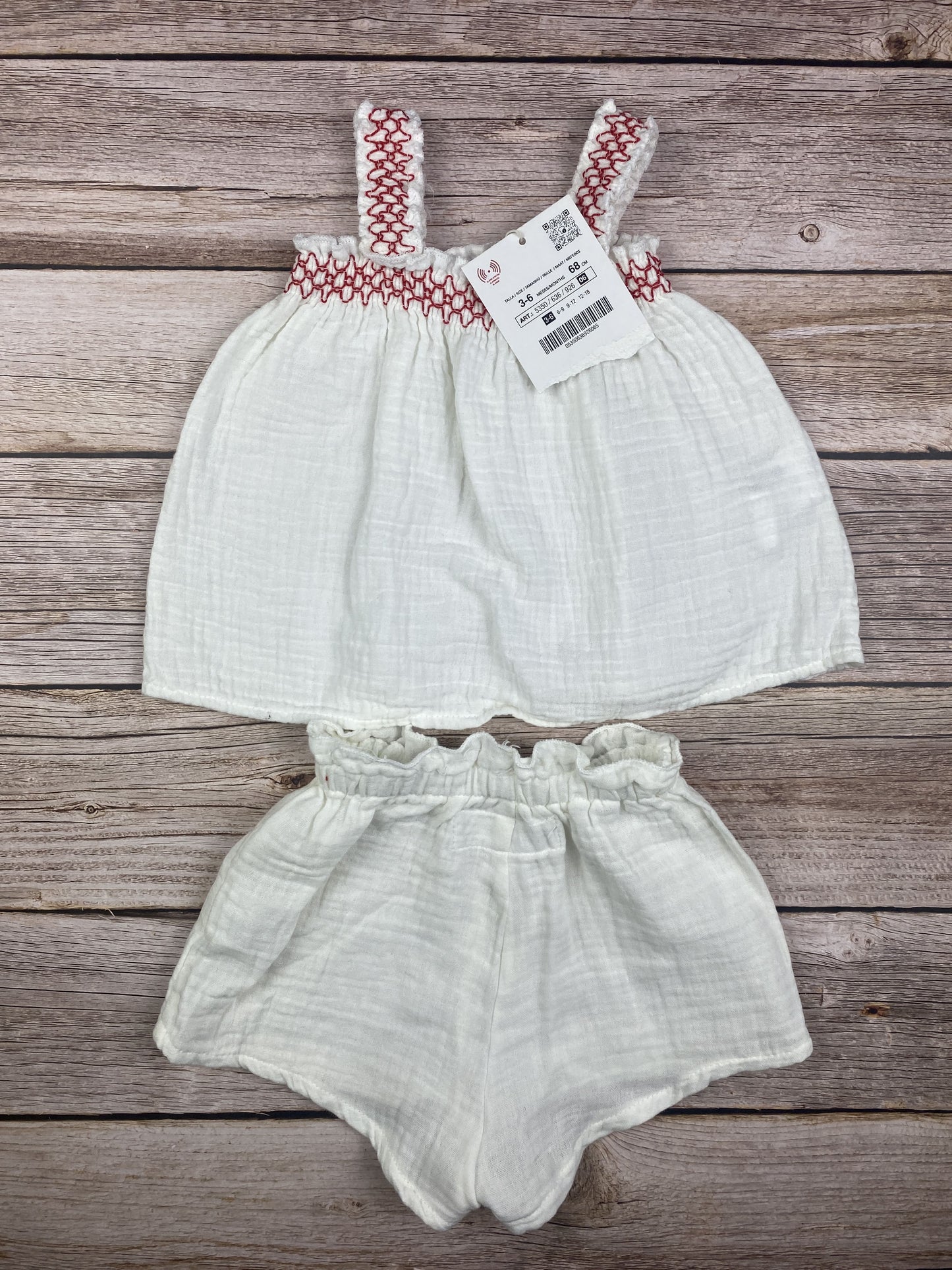 Set t-shirt senza manica e pantaloncino in mussola