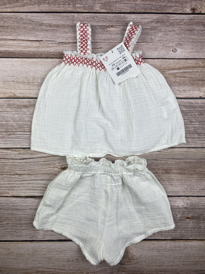 Set t-shirt senza manica e pantaloncino in mussola