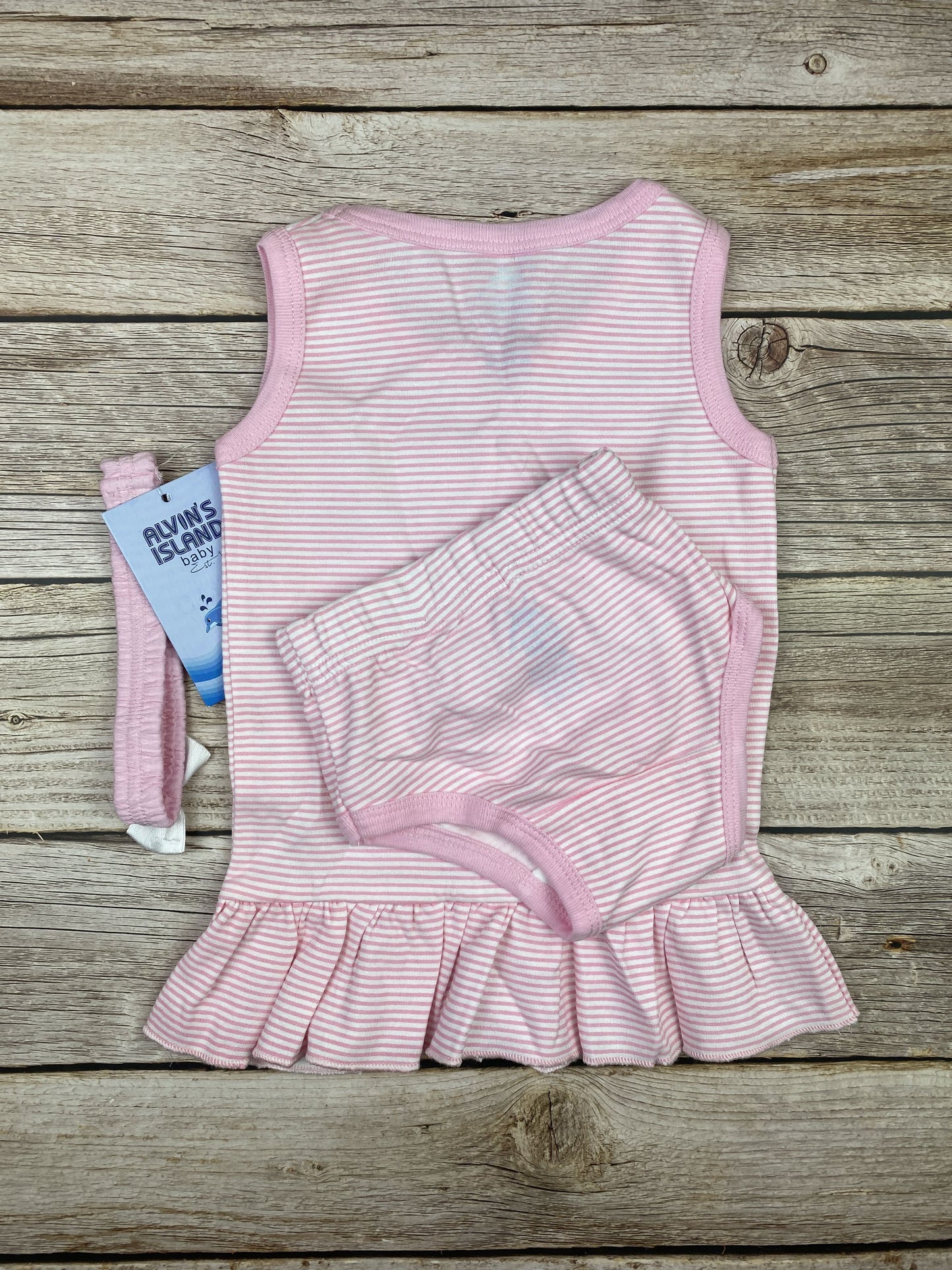 Set T-shirt senza manica, slip e fascia per capelli