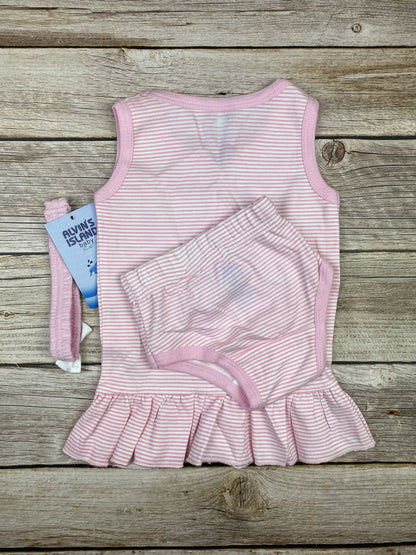 Set T-shirt senza manica, slip e fascia per capelli