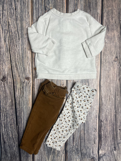 Set felpa con zip e due pantaloni