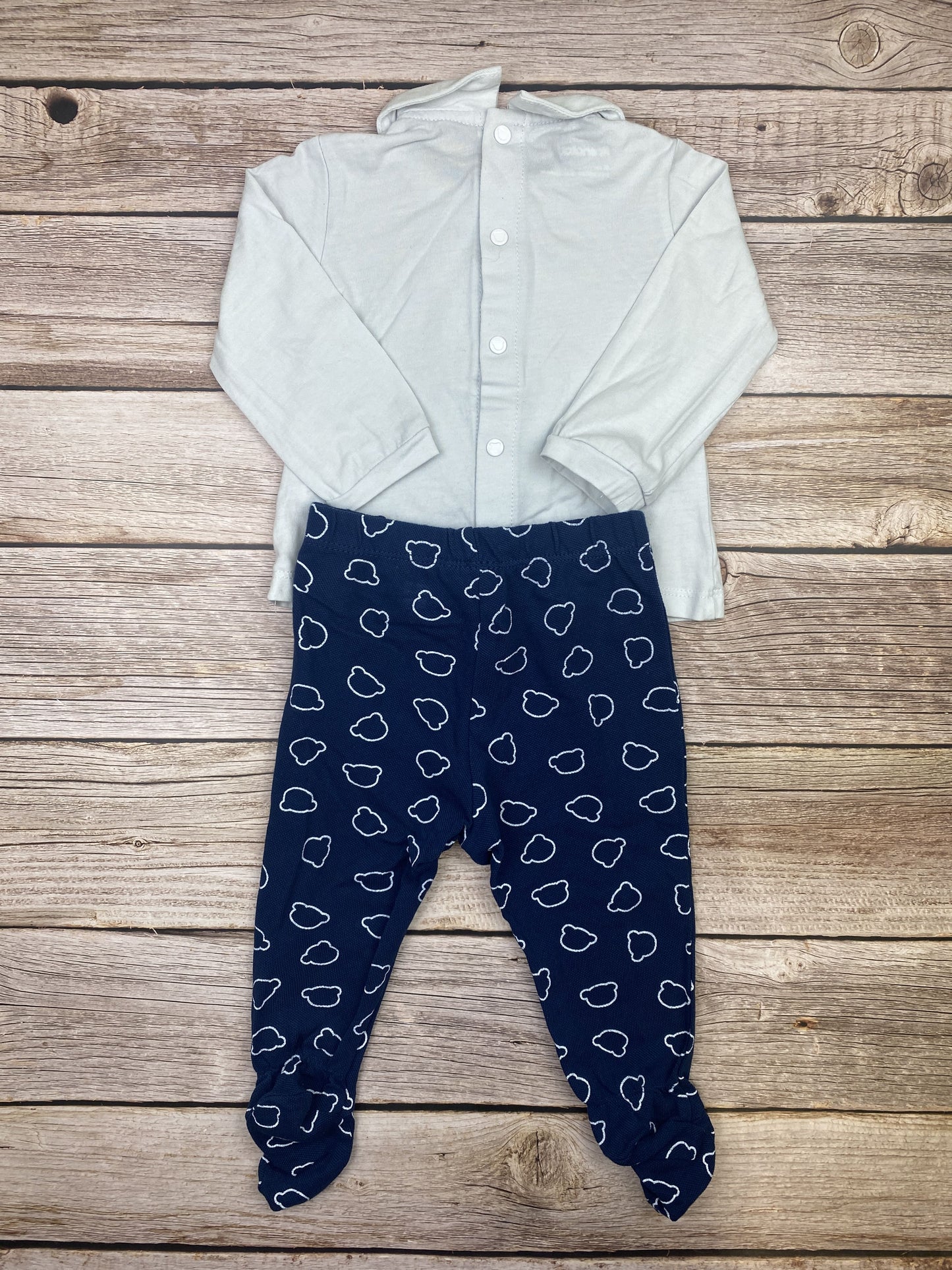 Set t-shirt manica lunga e pantalone con piedini