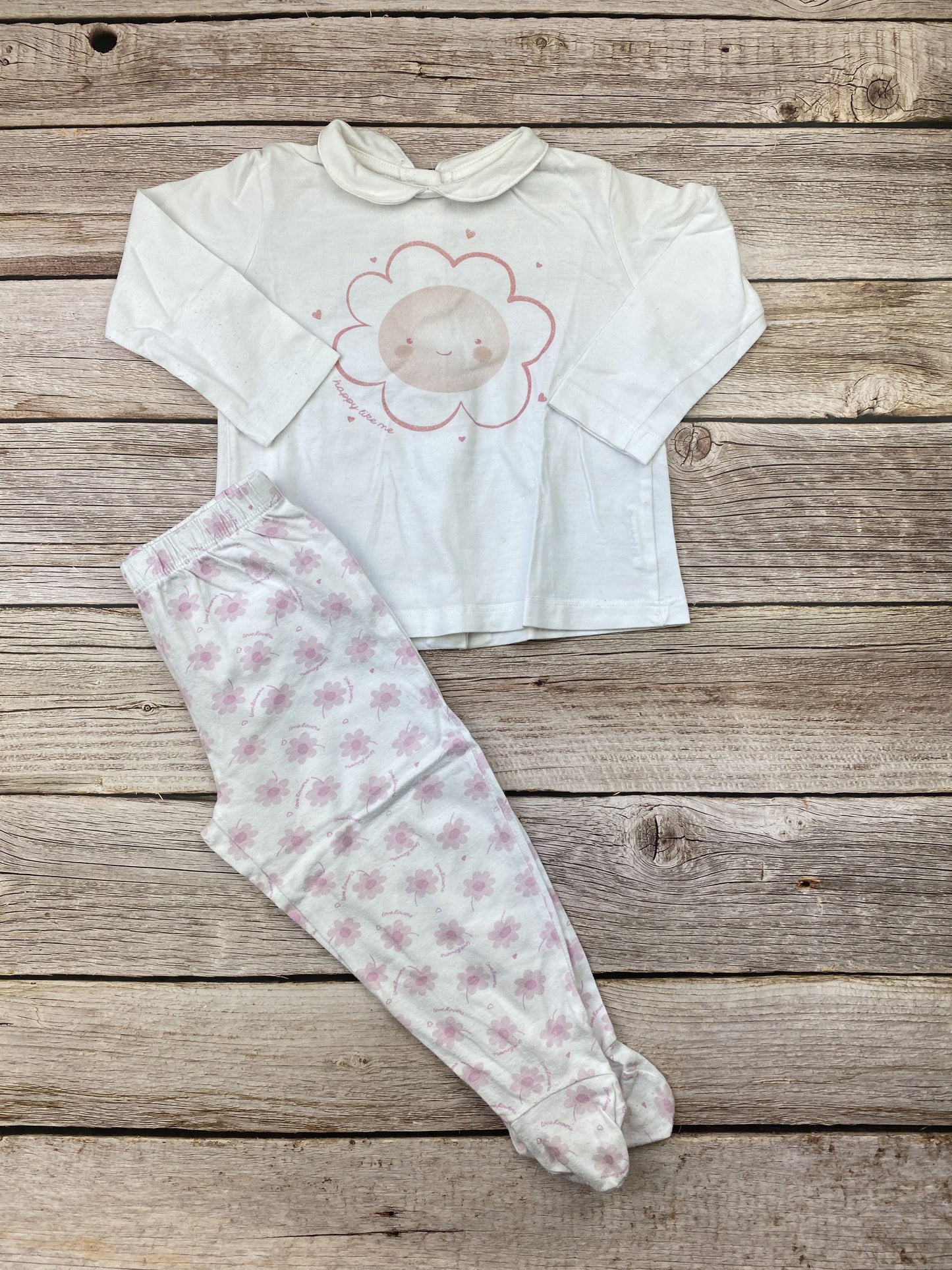 Set t-shirt manica lunga e pantalone con piedini