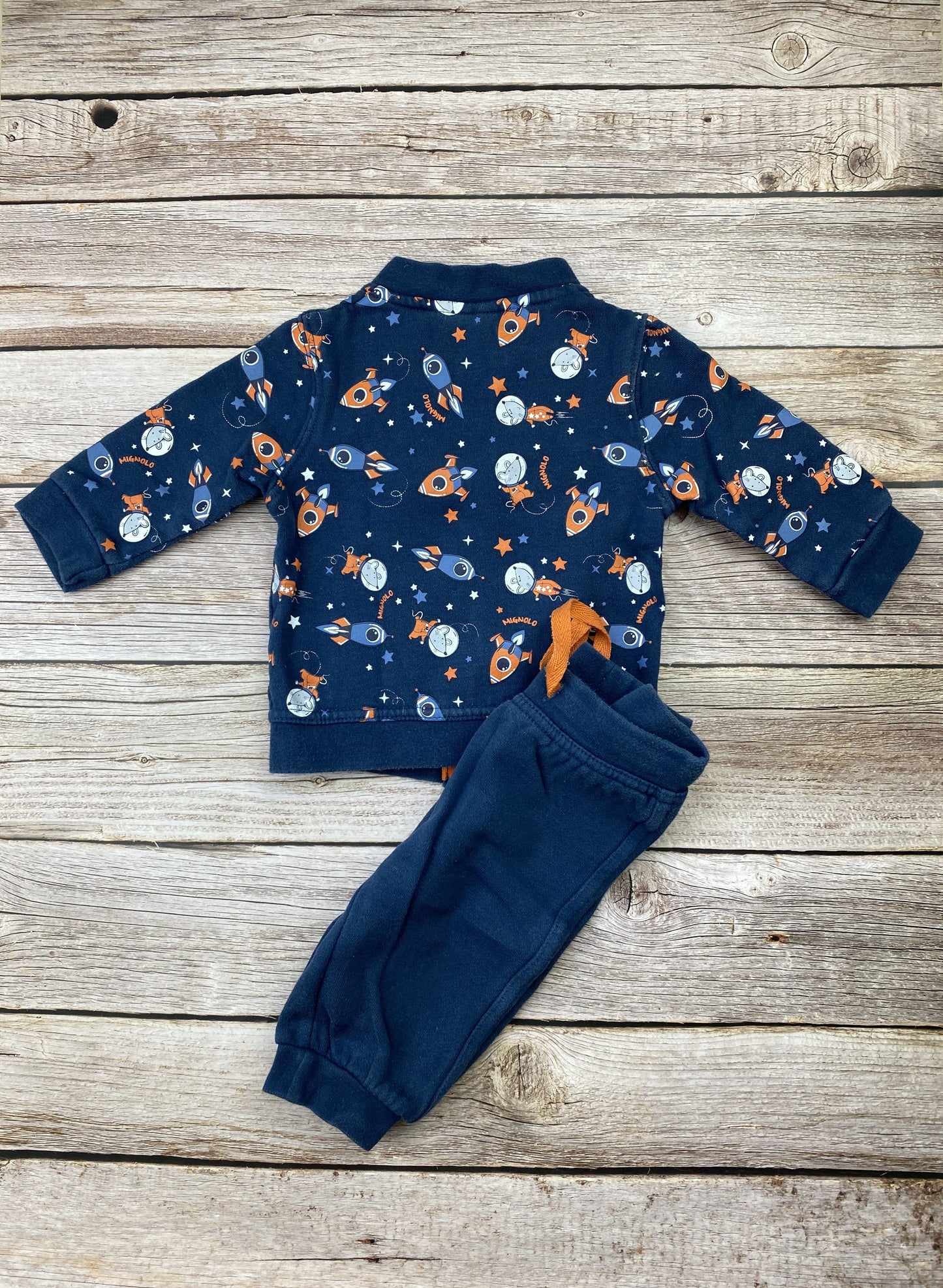 Set felpa girocollo con zip e pantalone