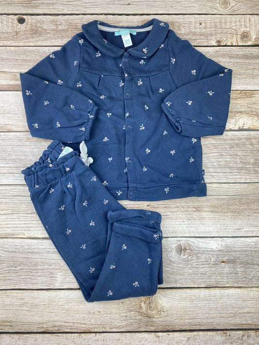 Set felpa girocollo con bottoni e pantalone