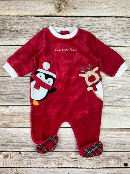 Tutina con piedini in ciniglia Natalizia