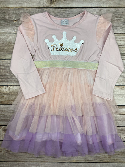 Vestito manica lunga con gonna in tulle