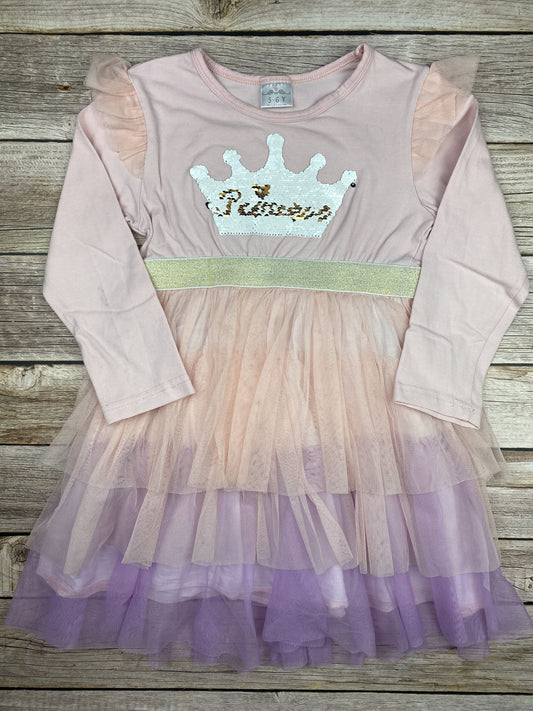 Vestito manica lunga con gonna in tulle