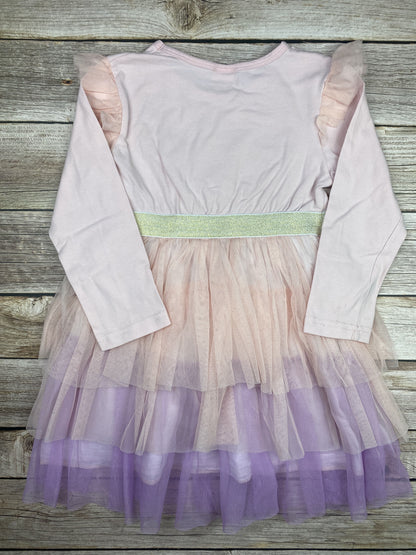 Vestito manica lunga con gonna in tulle