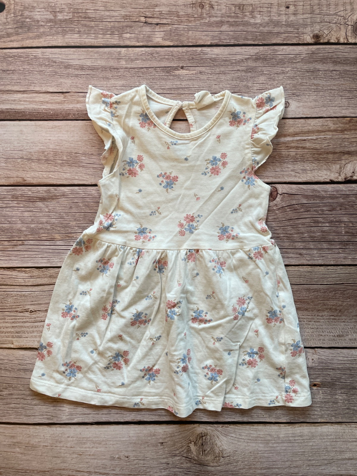 Vestito neonata/bambina con stampa floreale e maniche a volant