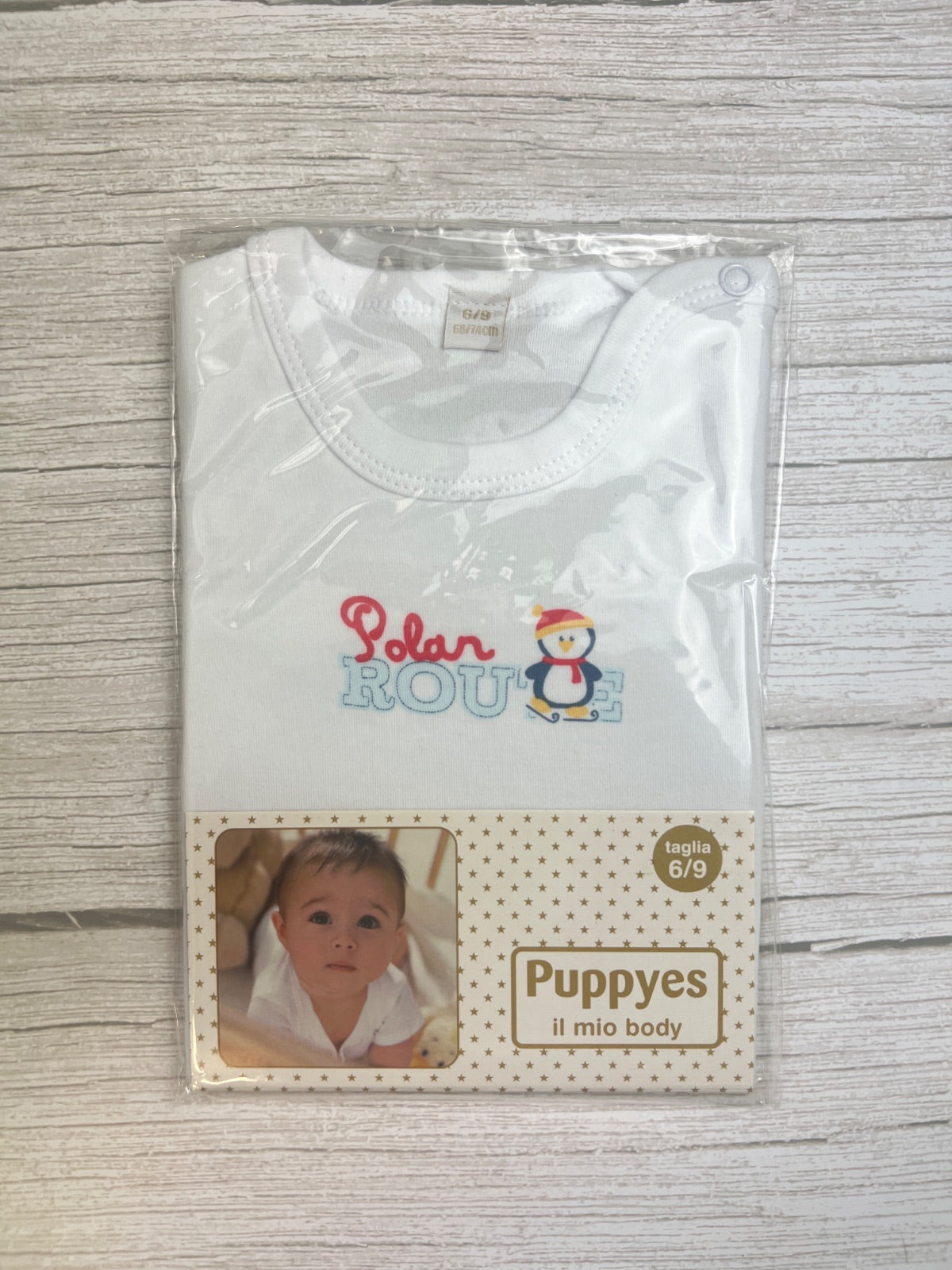 Body neonato bianco Puppyes con ricamo pinguino Polar Route
