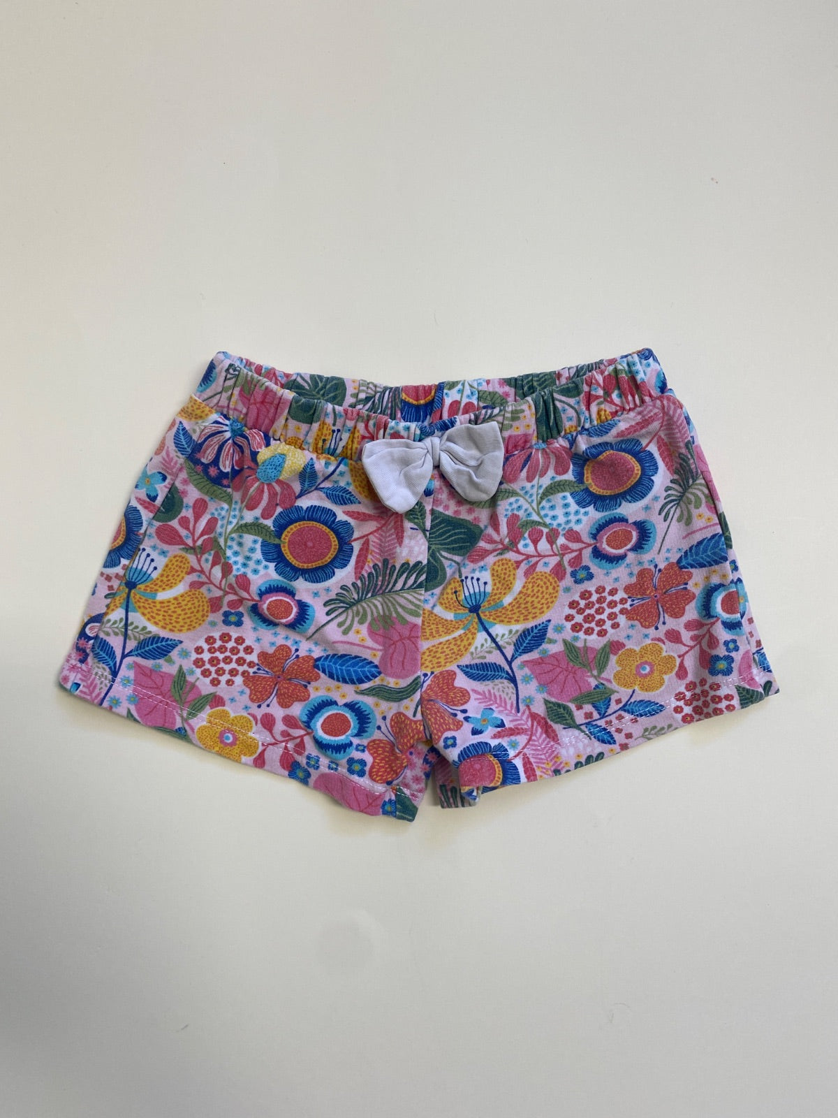 Shorts Bambina con Stampa Floreale e Fiocco