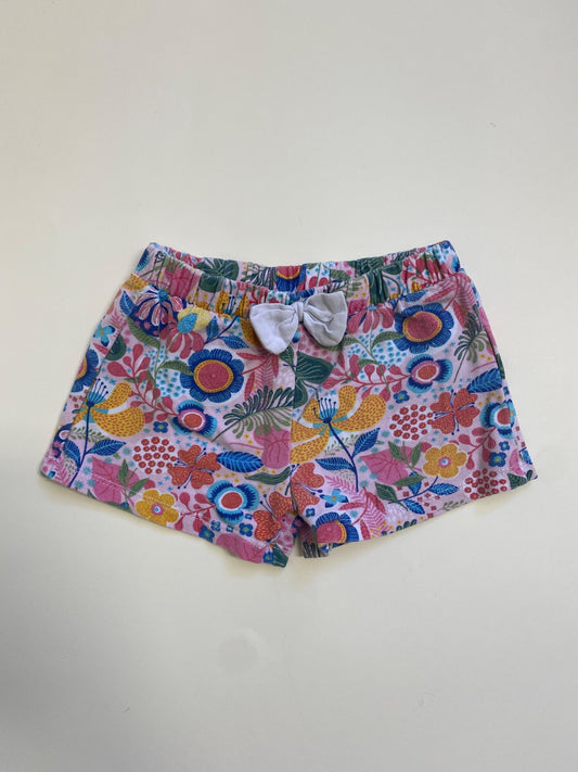 Shorts Bambina con Stampa Floreale e Fiocco