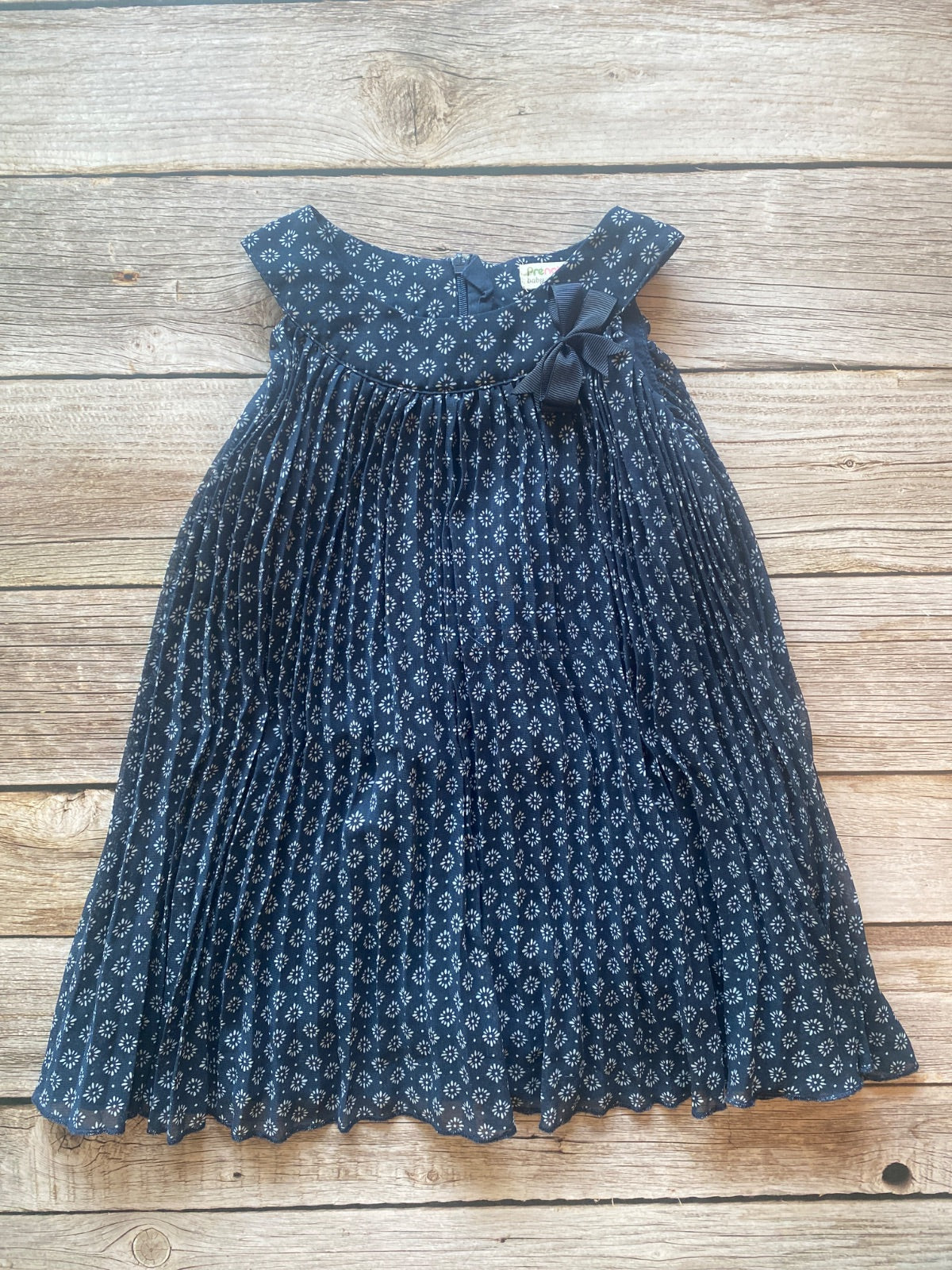Vestito neonata PreNatal blu a fantasia con pieghe
