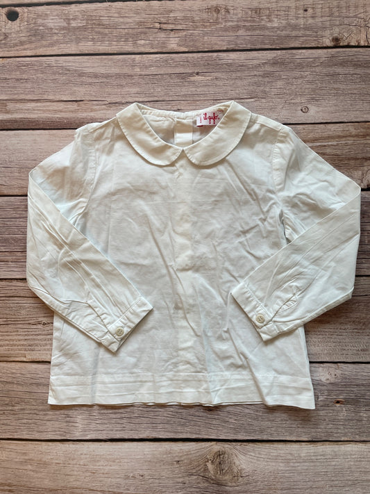 Camicia Bianca a Maniche Lunghe con Colletto Peter Pan
