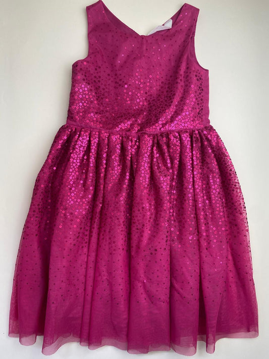 Vestito da festa fucsia con paillettes senza maniche