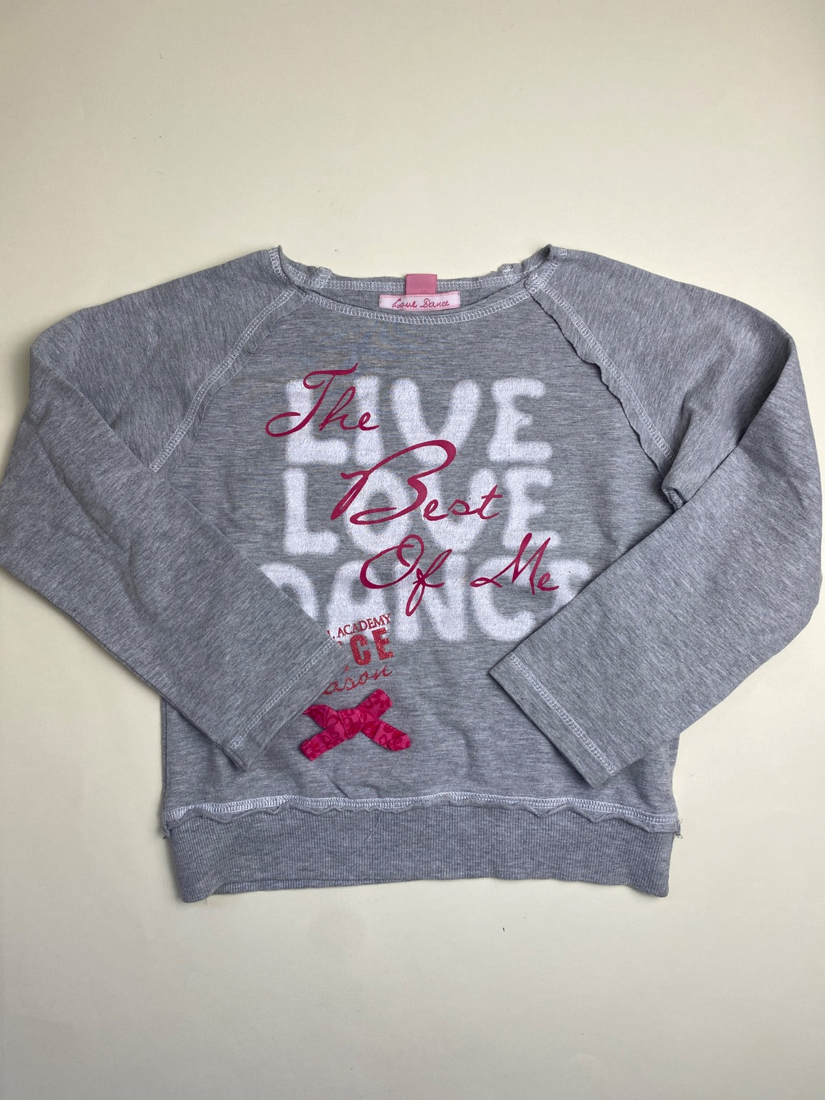 Felpa Grigia Love Dance con Stampa e Dettagli Rosa