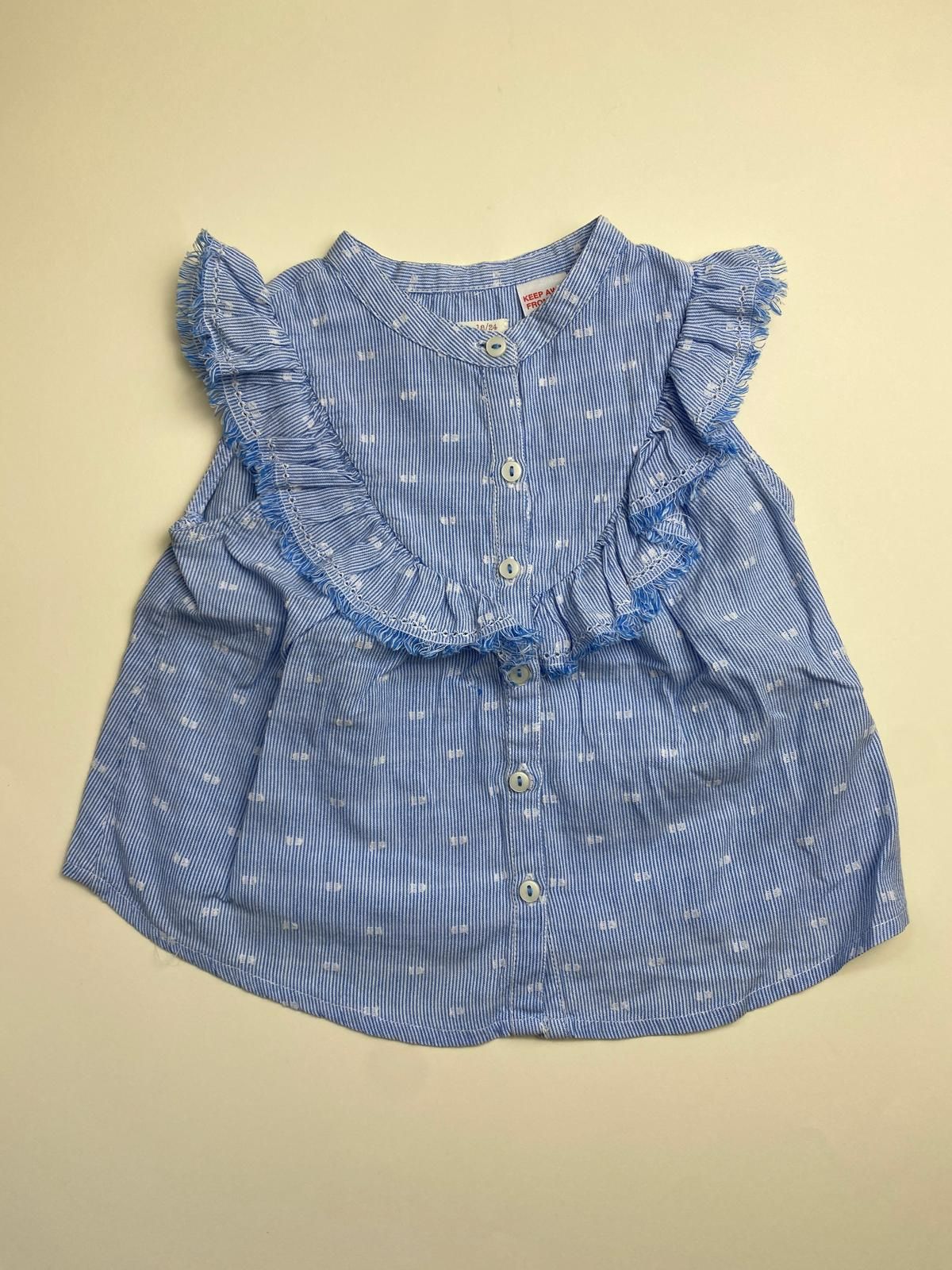 Top Bambina a Righe Azzurre con Volant