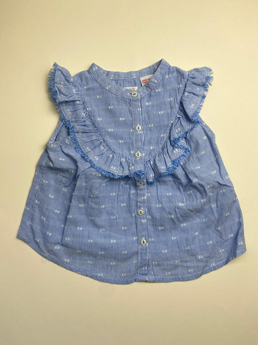 Top Bambina a Righe Azzurre con Volant