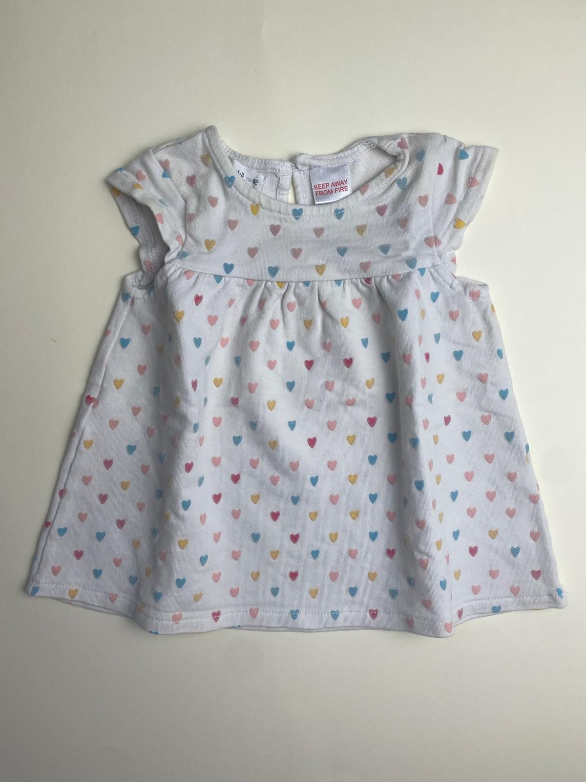 Vestito neonata crema con cuori colorati