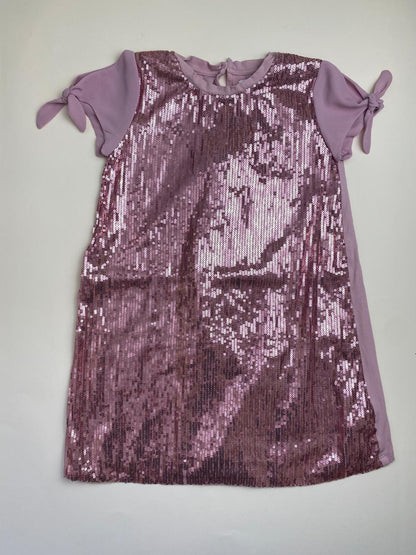 Vestito bambina con paillettes e maniche corte