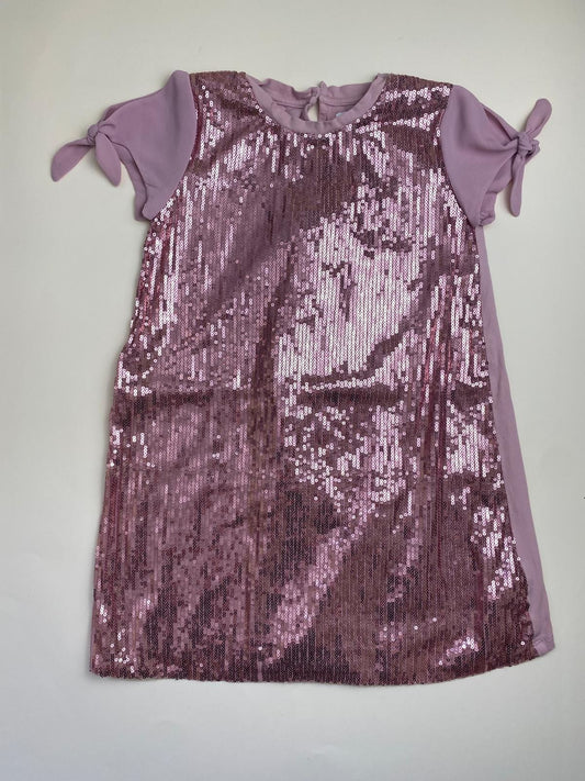 Vestito bambina con paillettes e maniche corte