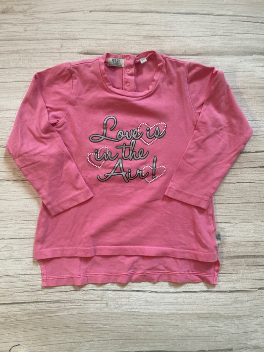 Maglietta a maniche lunghe rosa Melby con stampa "Love is in the Air"
