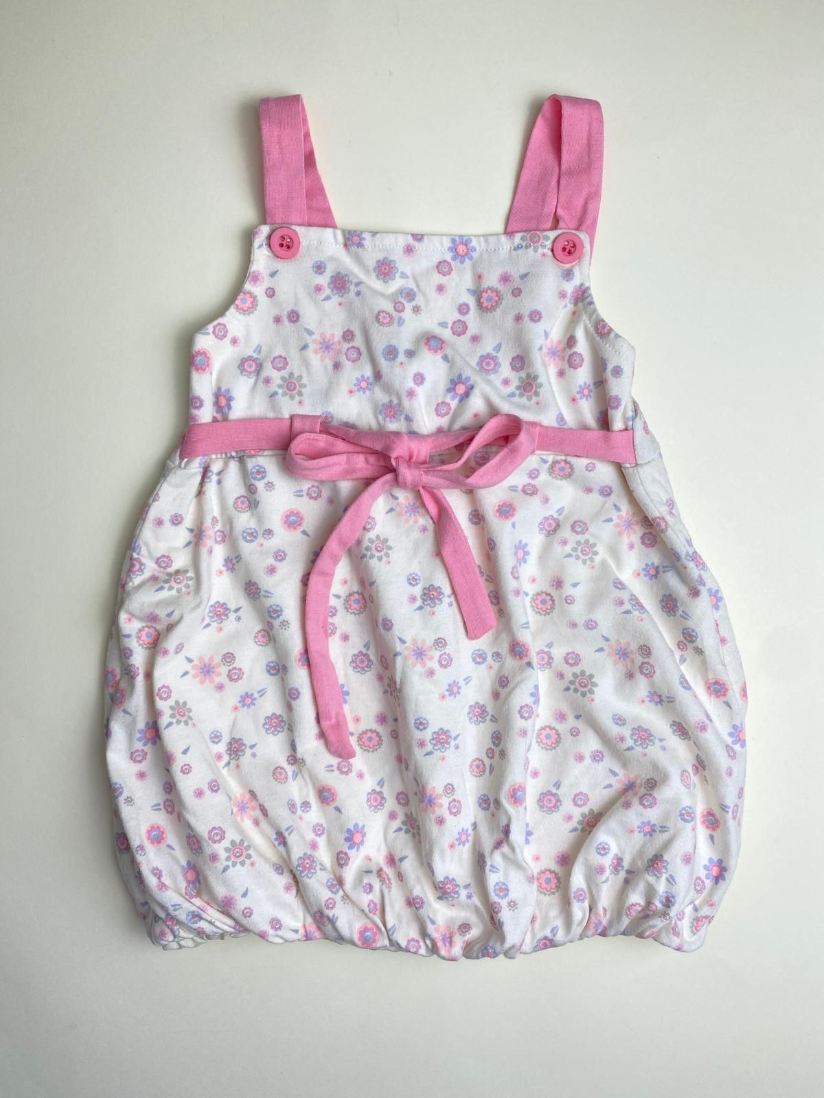 Vestito a Salopette Floreale per Neonata