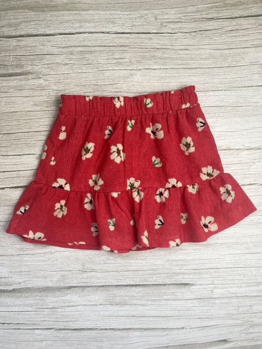 Gonna rossa a fiori con balze