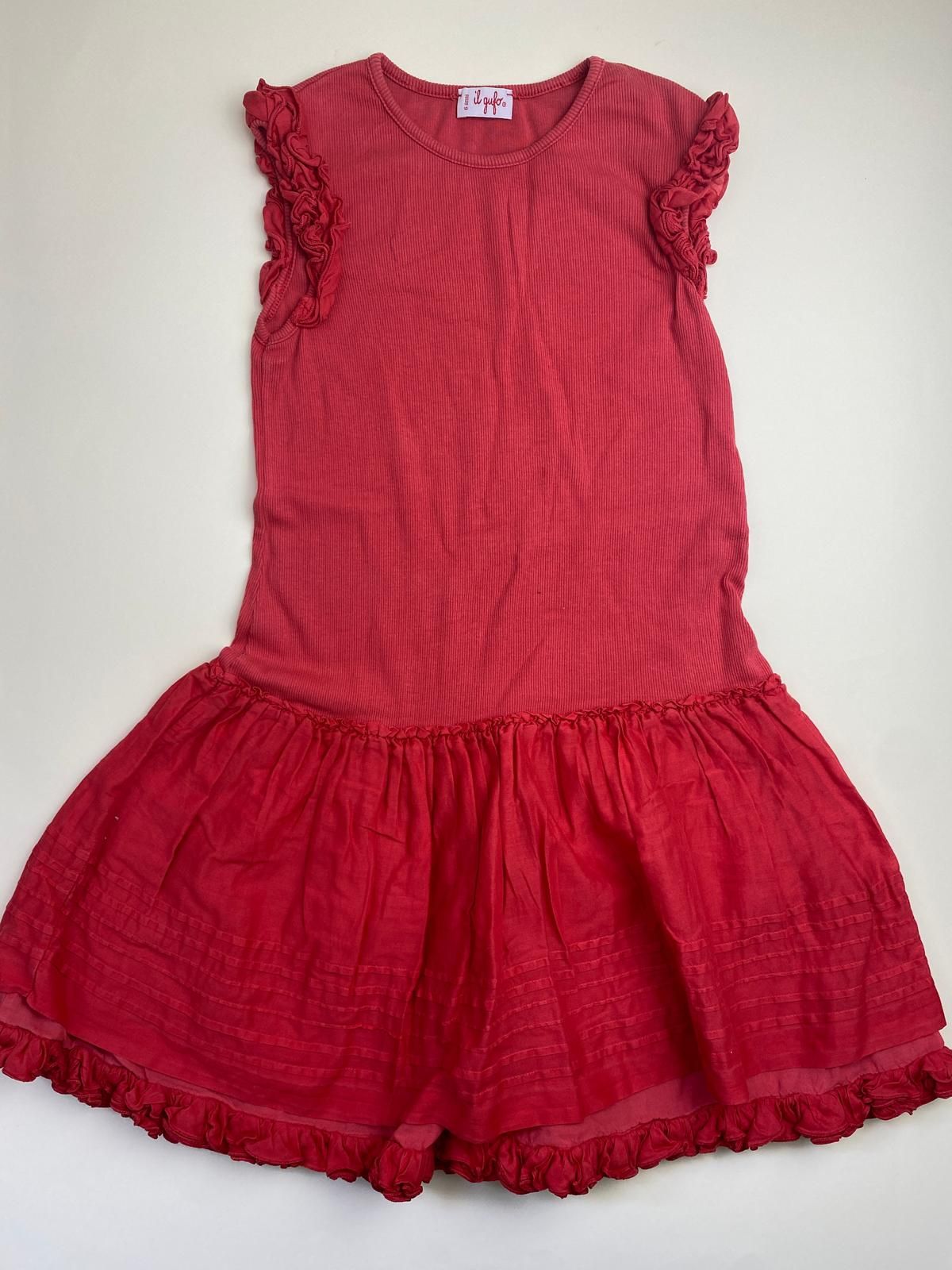 Vestito Bambina Rosso con Balze