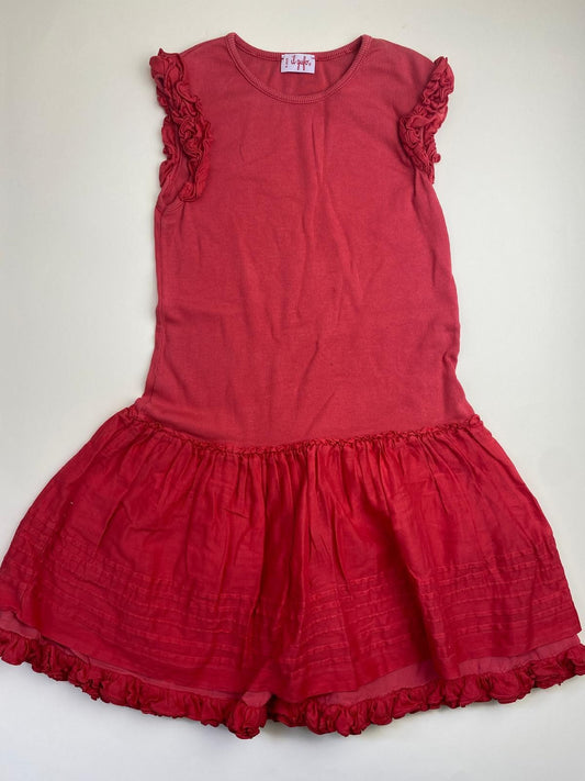 Vestito Bambina Rosso con Balze