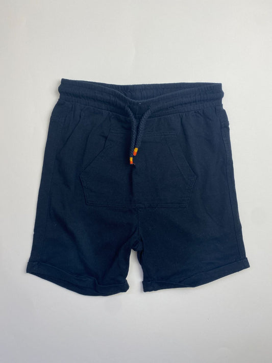 Shorts blu navy con coulisse e tasca a marsupio