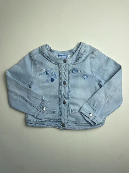 Giacca jeans con ricami floreali