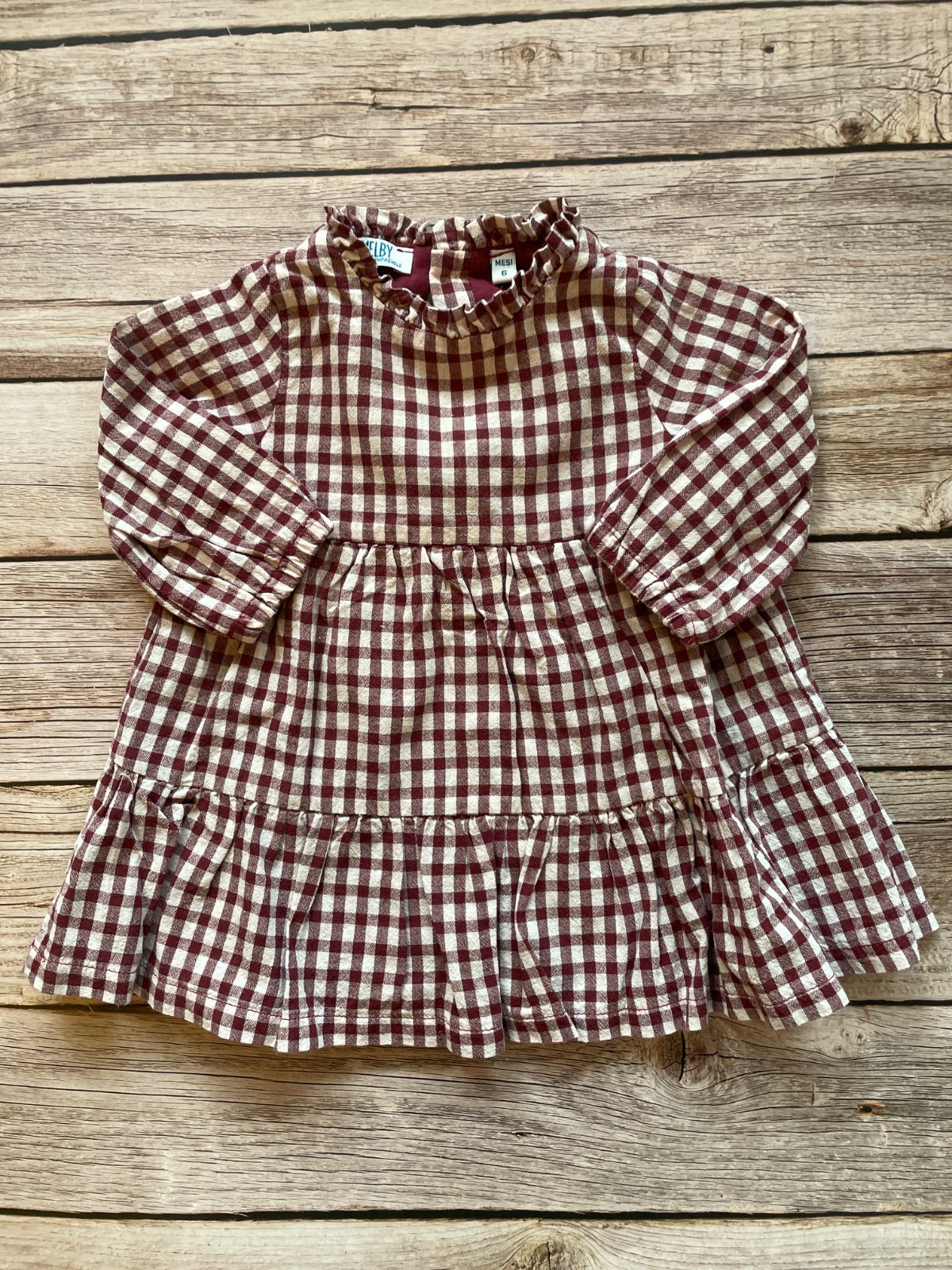 Vestito Bambina a Quadretti Gingham Bordeaux