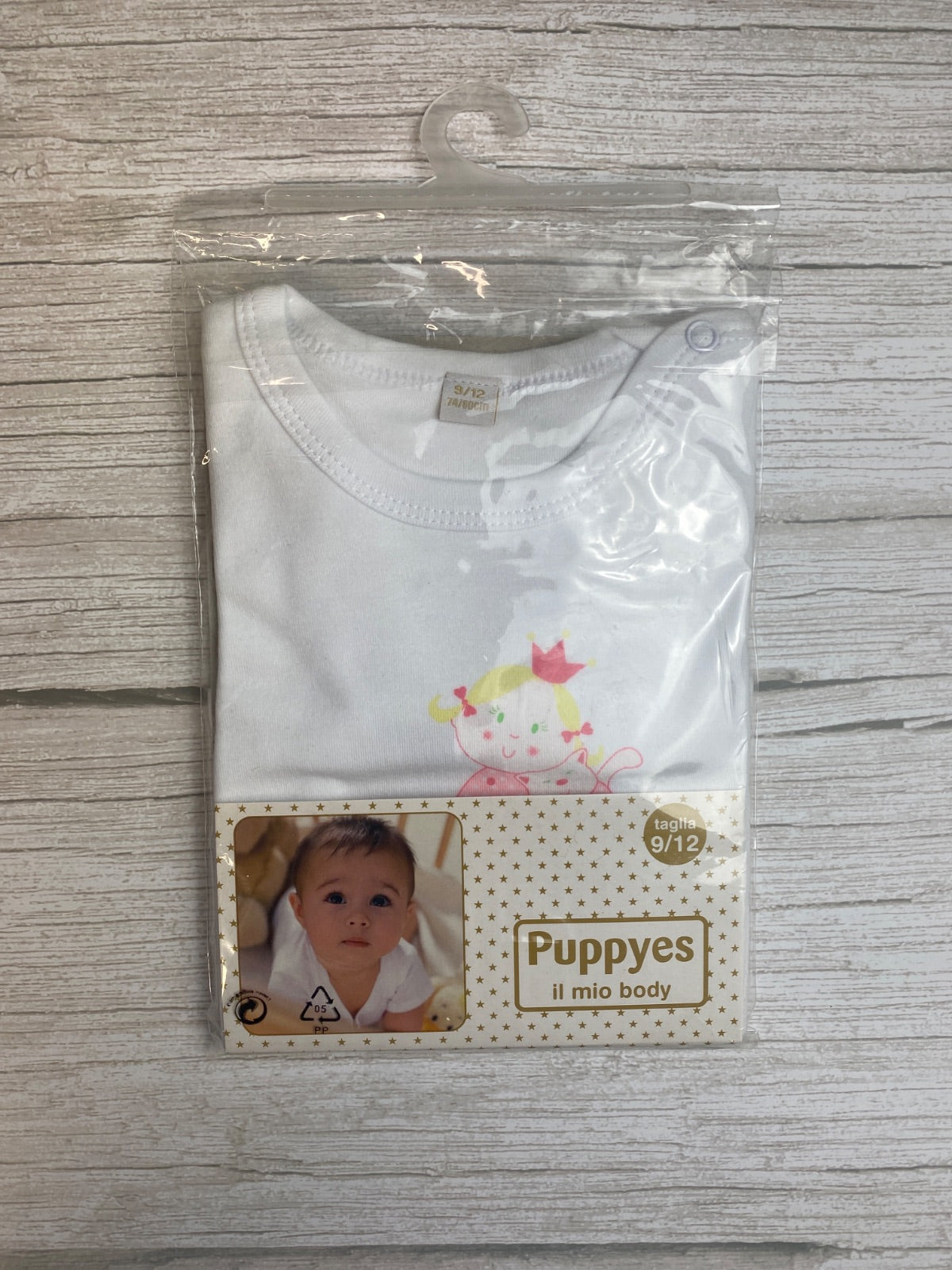 Body neonato bianco Puppyes con stampa bambola