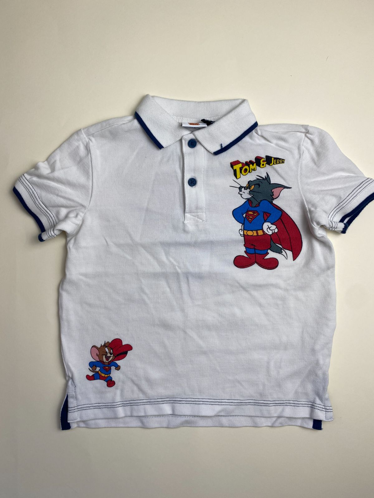 Polo Bambino Tom & Jerry Supereroi Bianca