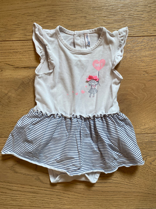 Pagliaccetto vestito neonata con stampa e righe