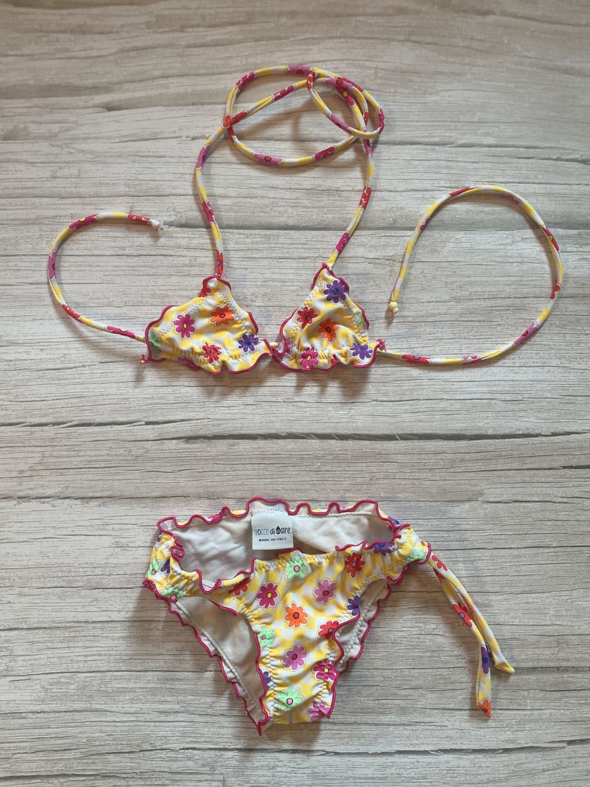 Bikini Bambina Pom d'Api Floreale Giallo