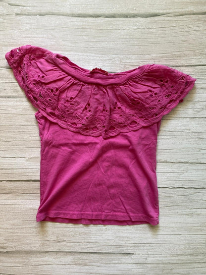 Top Bambina Fucsia con Volant Sangallo