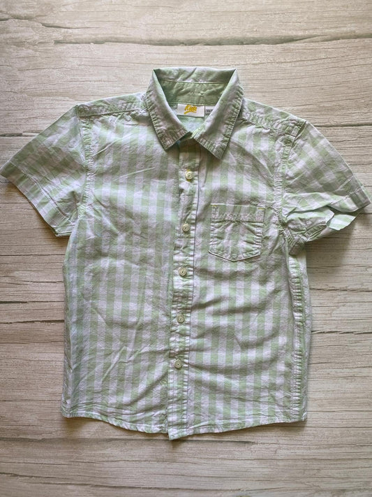 Camicia a maniche corte a quadri verde e bianca