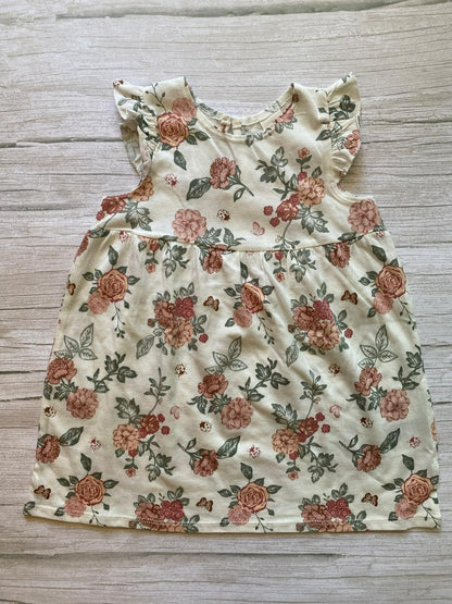 Vestito neonata floreale con rose e farfalle