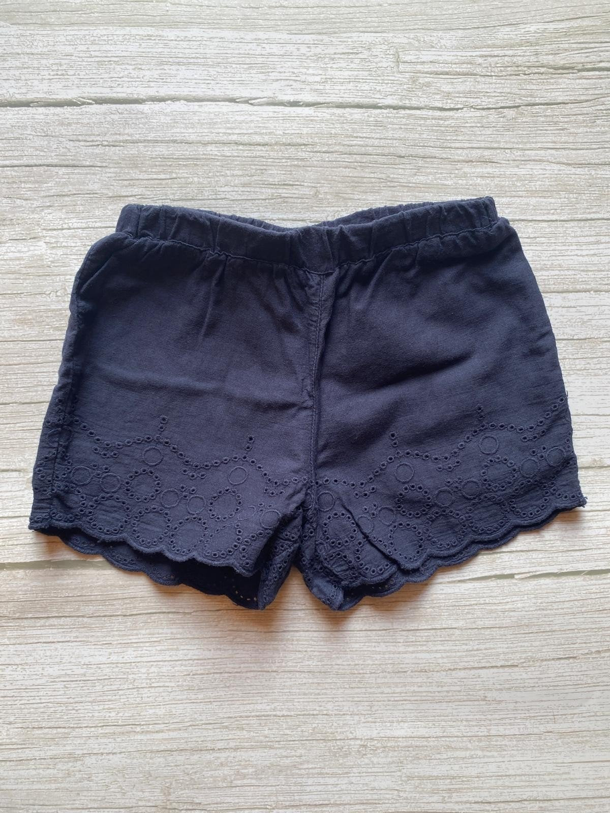Shorts blu scuro con ricamo sangallo