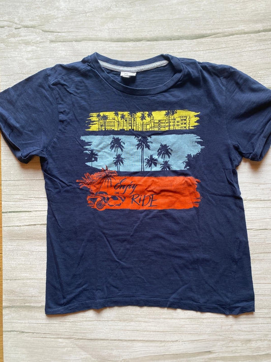 T-shirt maniche corte blu navy con stampa grafica estiva