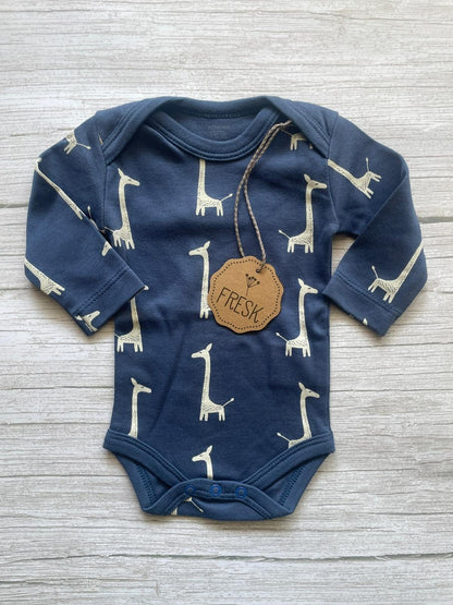 Body neonato maniche lunghe con fantasia giraffe