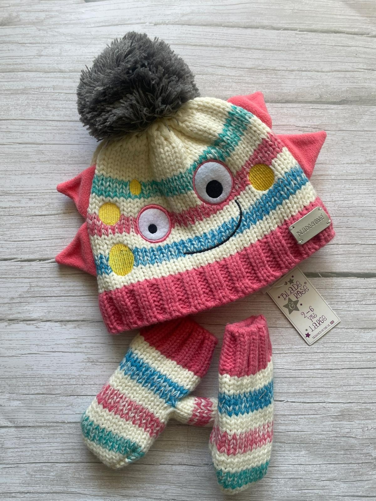 Set Cappello e Guanti a Righe 