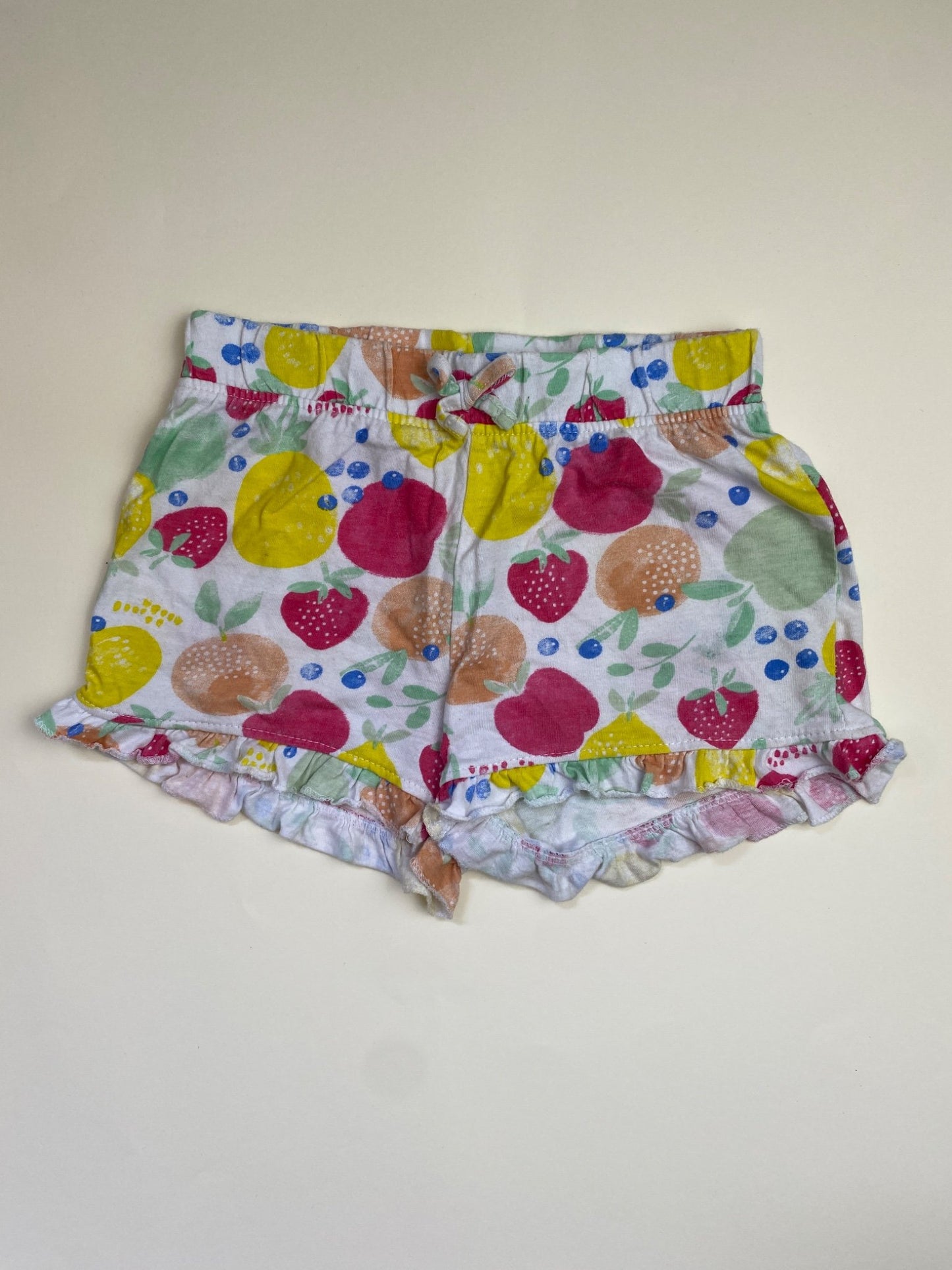 Shorts Bambina con Stampa Frutta e Volant