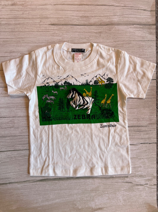 Maglietta Bianca con Stampa Safari e Zebra 3D Zanzibar