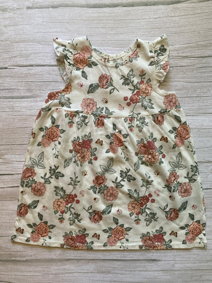 Vestito neonata floreale con rose e farfalle