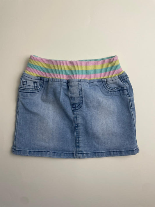 Gonna in jeans  con elastico a righe colorate
